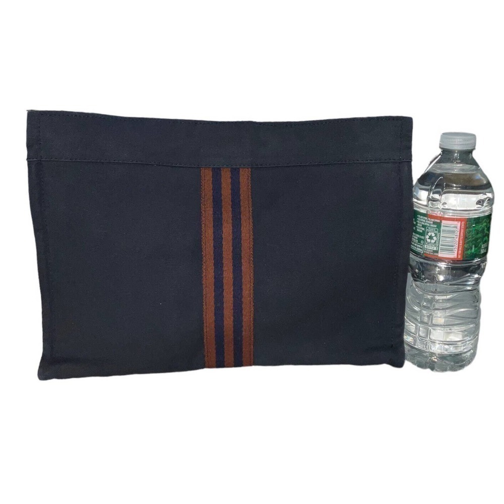 HERMES Fourre Tout Clutch Bag Blue Canvas Cotton